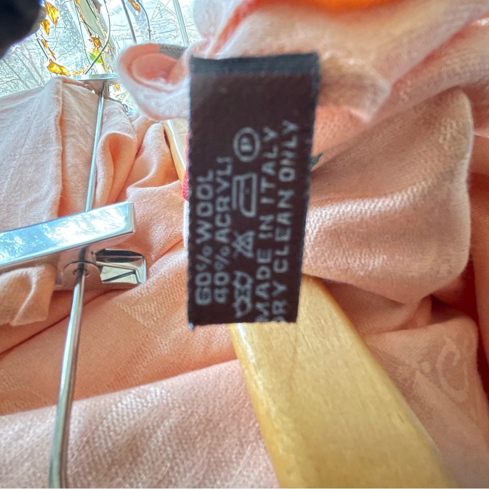 GUCCI shawl apricot classic gc stripe wool made In Italy - Picture 3 of 7